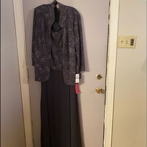 Alex evening gray glitter maxi dress